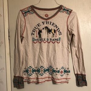 Double D Ranch Cream Heathered Top with Rust Logo